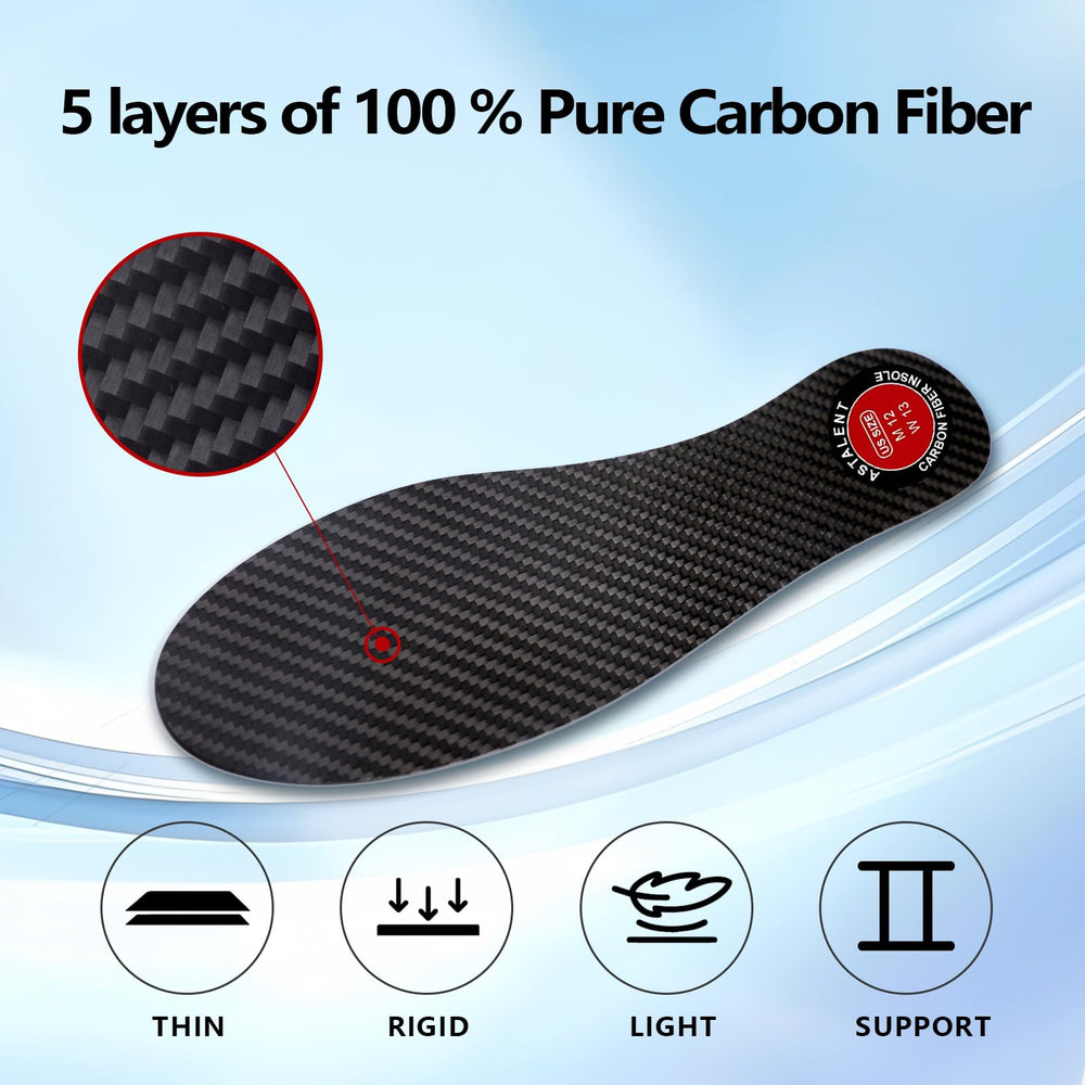 ASTALENT carbon fiber insole compatible with athletic footwear and sports.