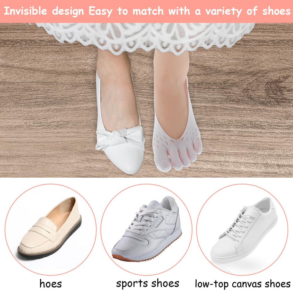 Aster breathable polyester toe socks with low profile fit.