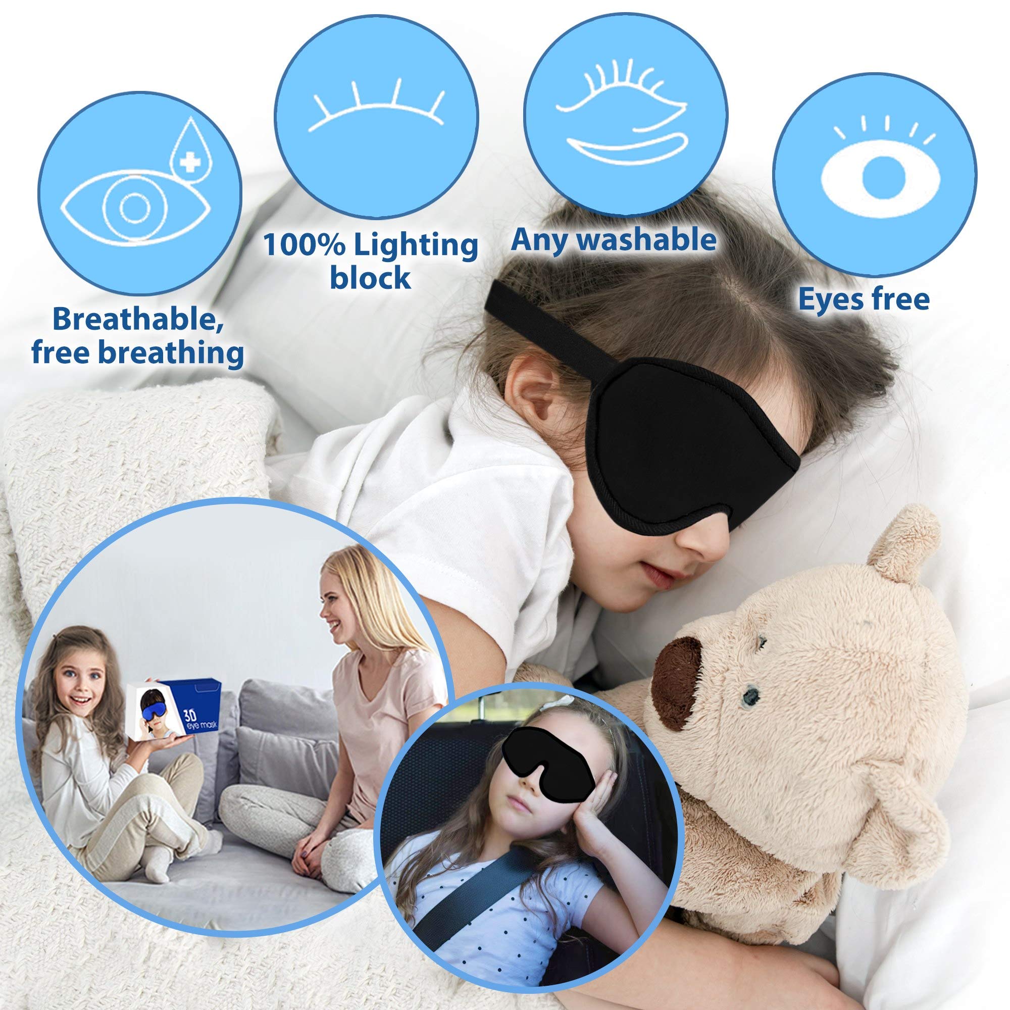 ASTRA VENA Compact travel sleep mask for kids fits in small bags.