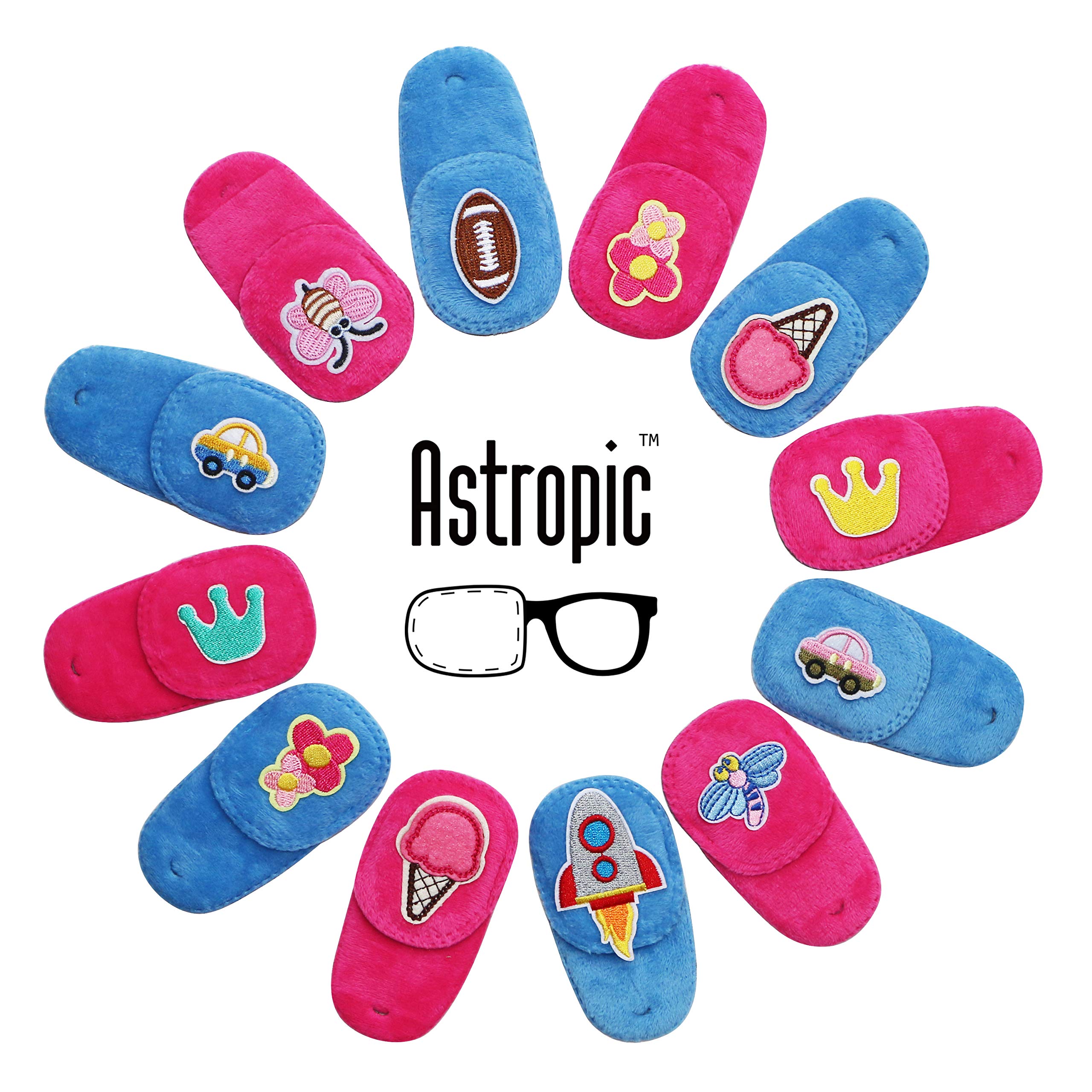 Astropic eye patches fit under glasses with blackout coverage for flexible use.