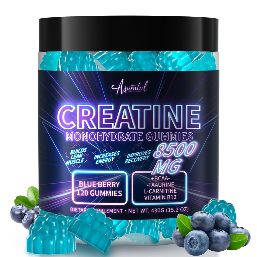 Asumtal Creatine Monohydrate Gummies bottle for convenient daily energy support.