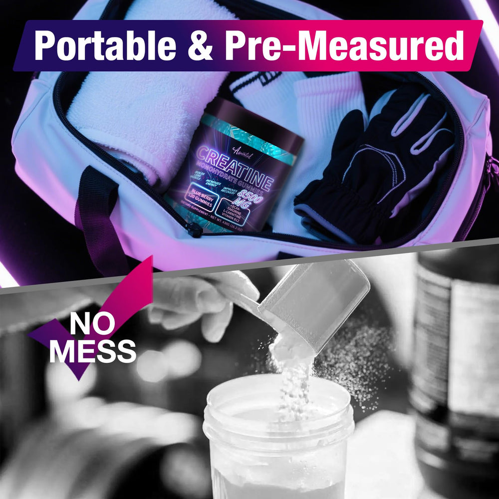 Asumtal Creatine Monohydrate Gummies packaging for easy shelf-ready use.