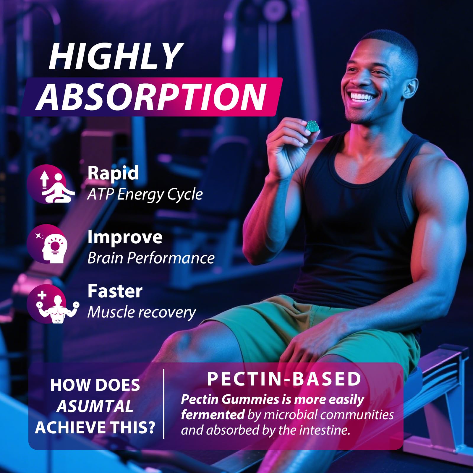 Asumtal Creatine Monohydrate Gummies vegan and sugar-free option for clean supplementation.
