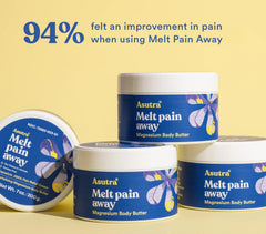 ASUTRA Melt Pain Away Cream applied to leg to relieve tension.