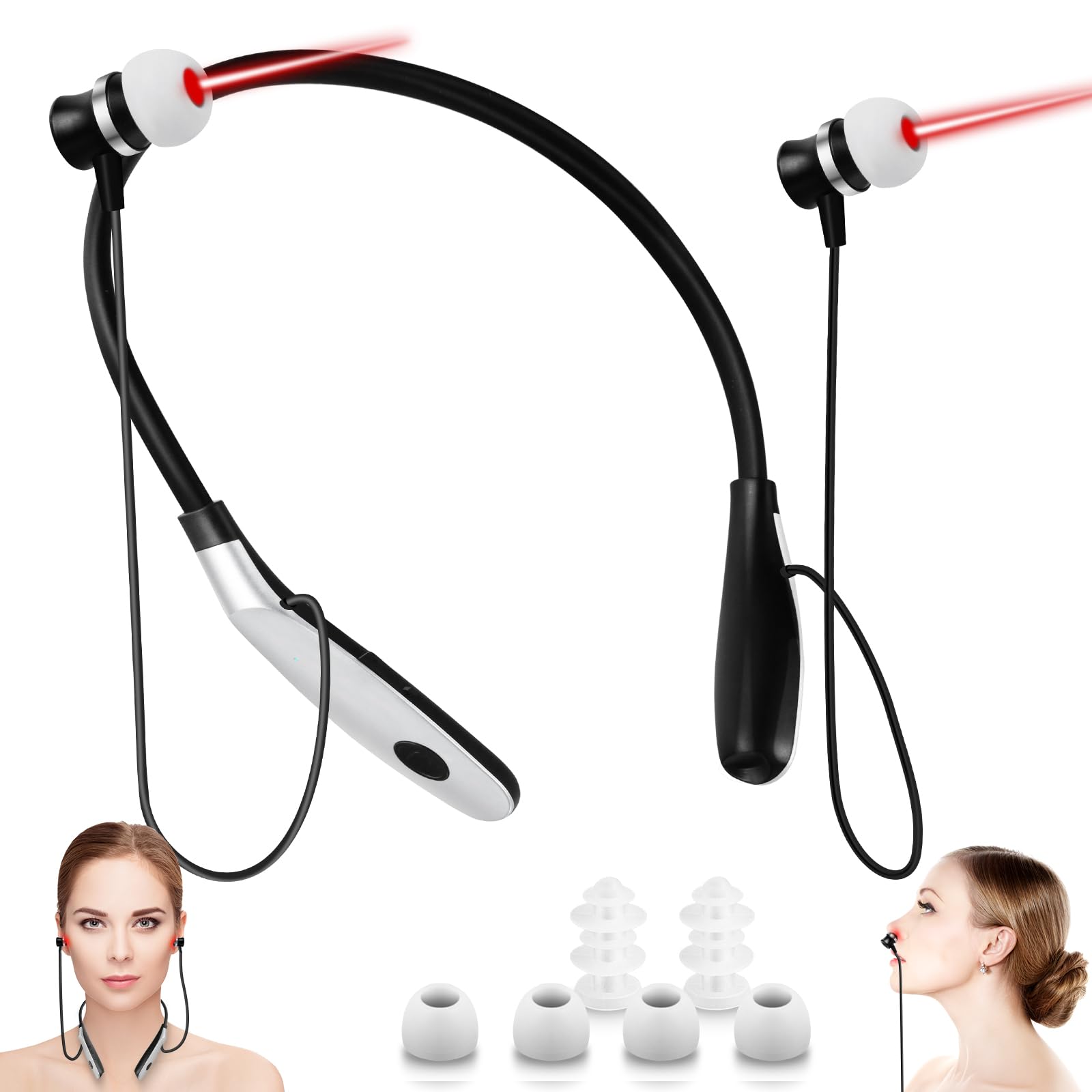 Aswaysun 650nm red light therapy device for ear and nose therapy session.