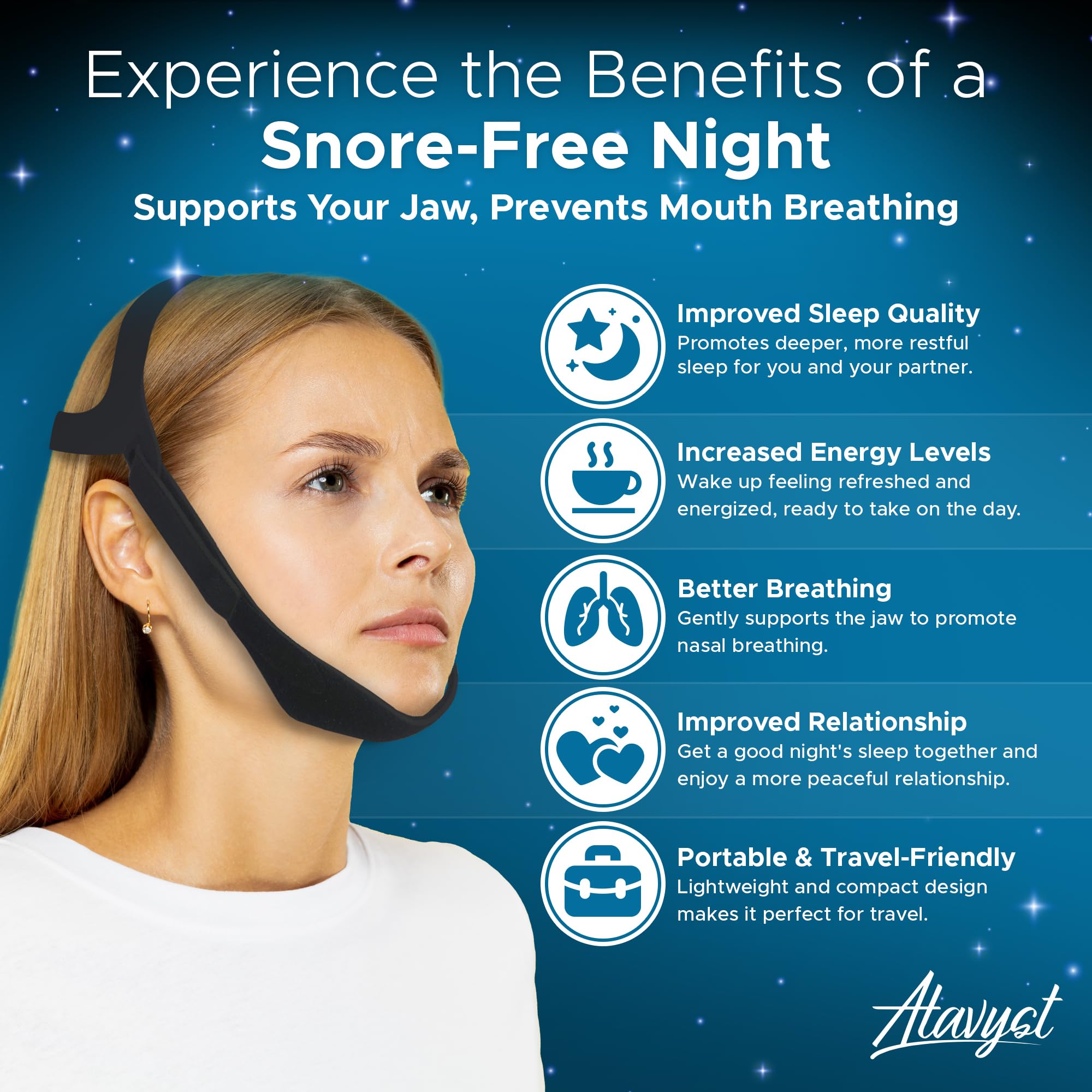 Atavyst adjustable chin strap with Velcro for a secure, customizable fit