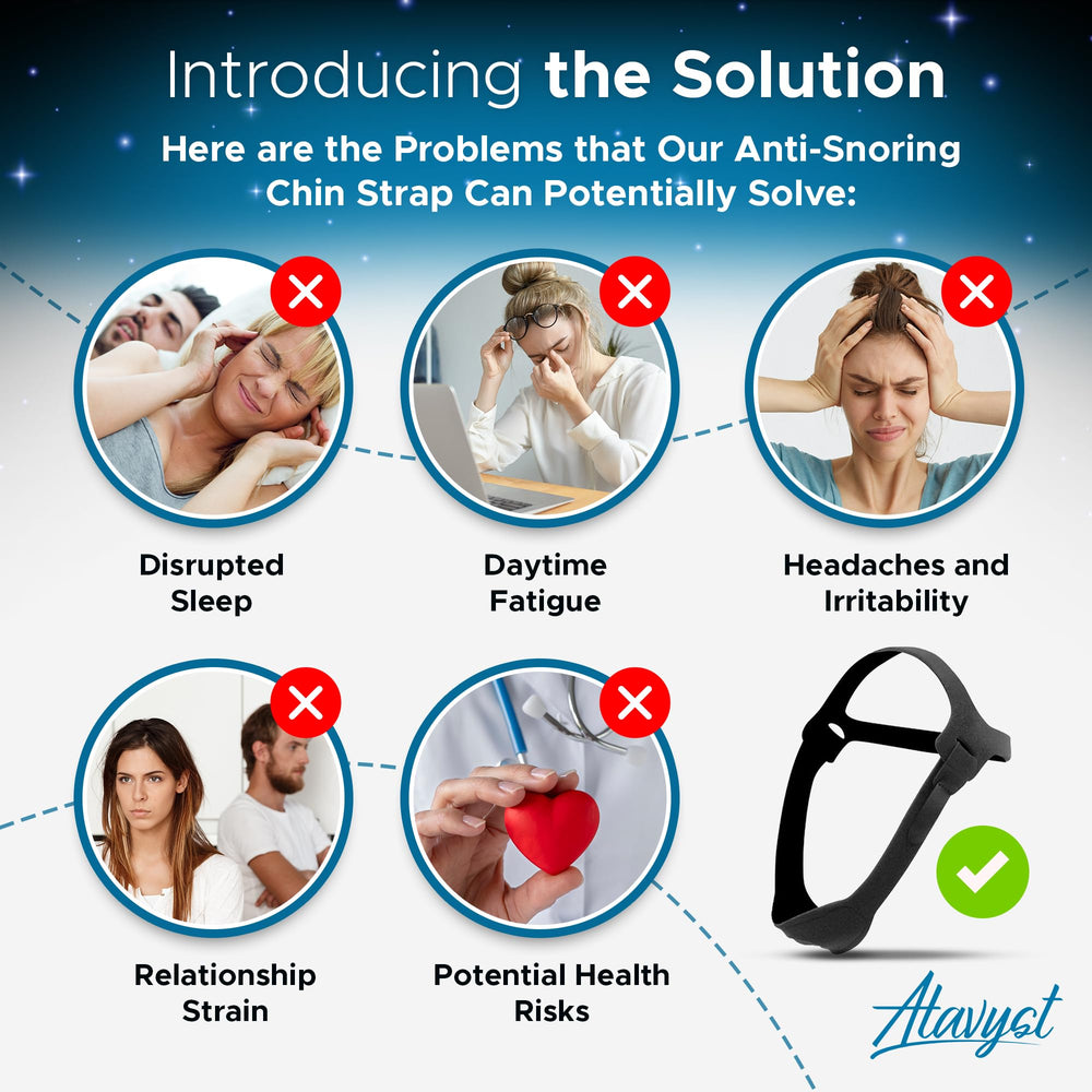 Atavyst soft neoprene strap worn for comfortable sleep throughout the night