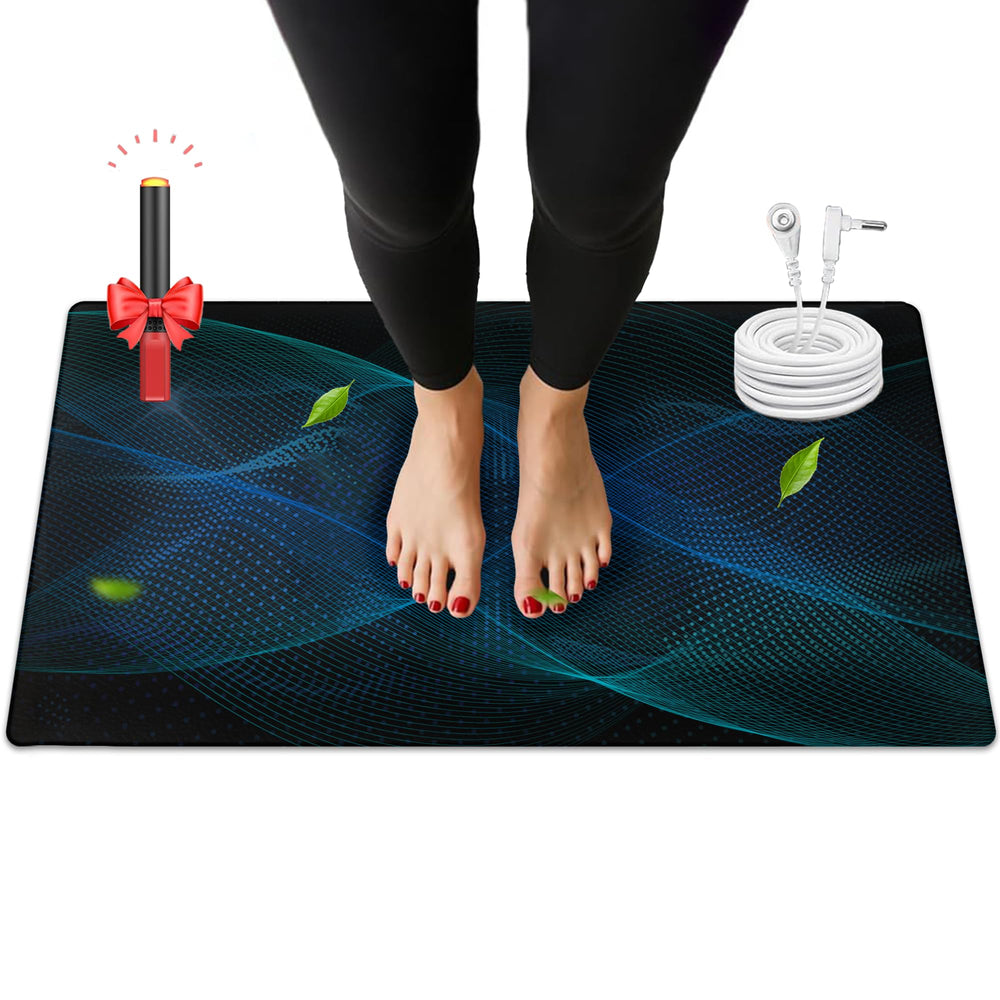 ATE Health grounding mat laid flat for indoor grounding session, promoting relaxation.