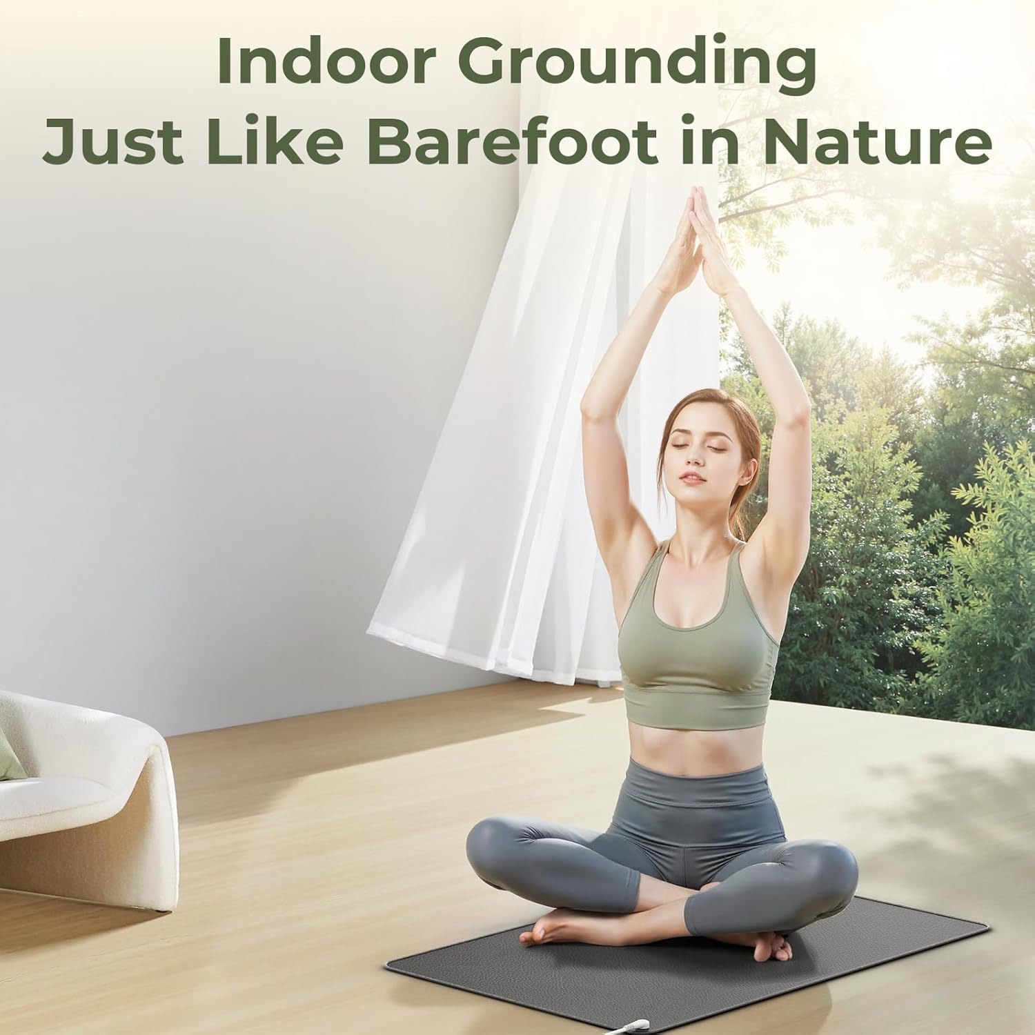 ATE Health grounding mat in use on the floor to support relaxation and focus.