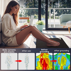 ATE Health grounding mat used in bed for relaxed sleep and comfort.