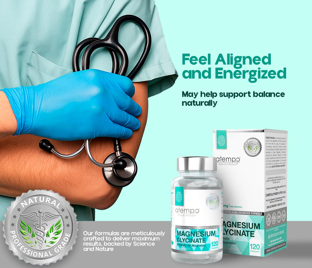 Front-pack shot of ATEMPO Magnesium Glycinate for accessible daily support.