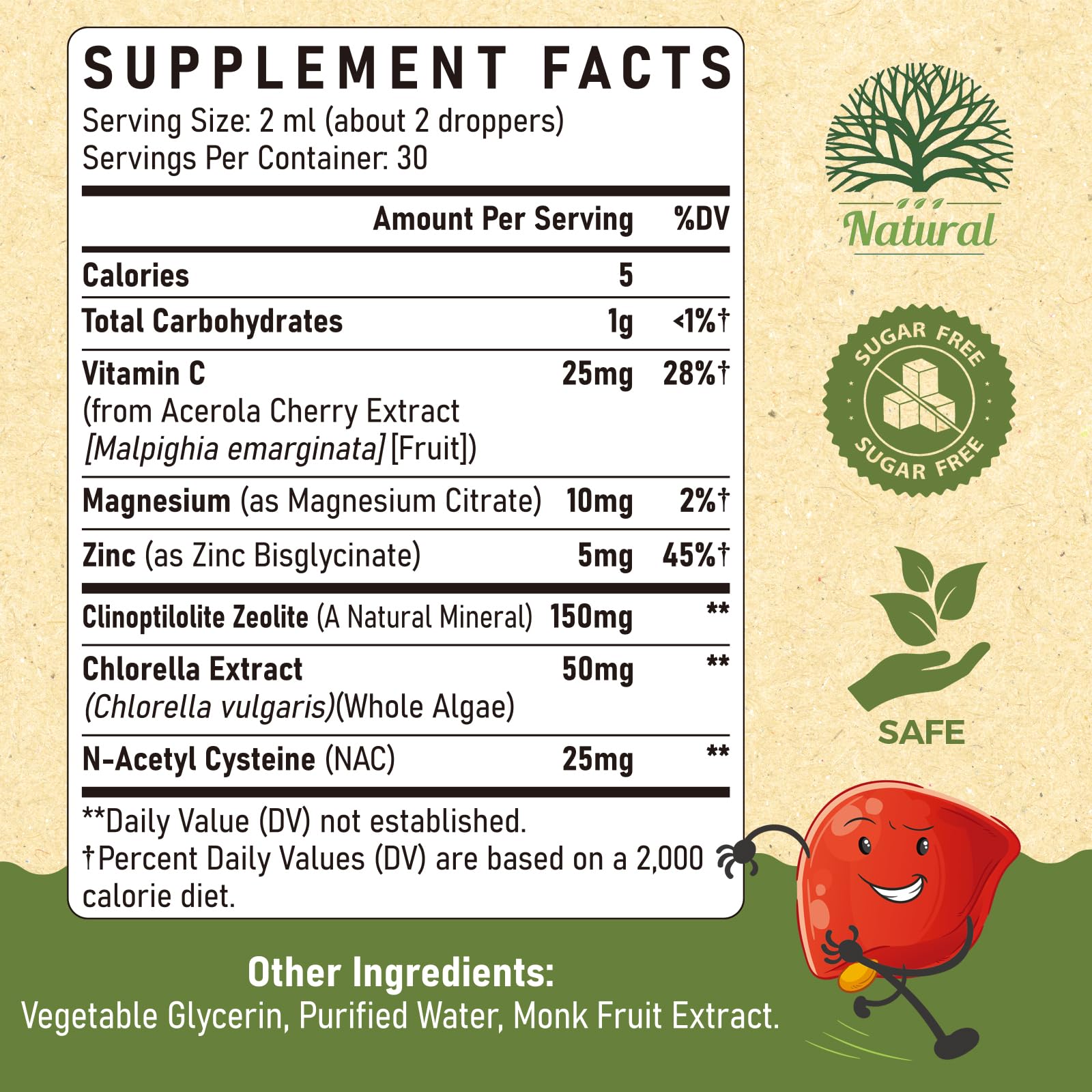 Atherionyxora ingredients panel featuring zeolite and nutrients.
