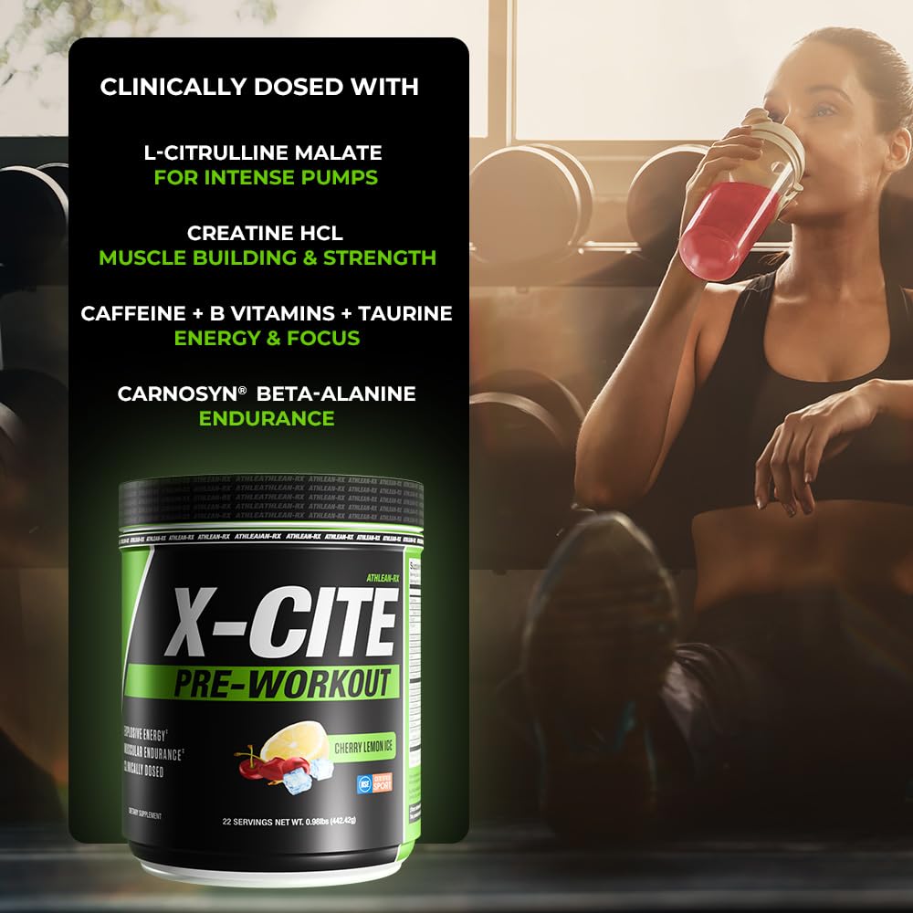 ATHLEAN-RX X-CITE flavor being poured into a glass for tasting.