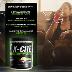 ATHLEAN-RX X-CITE flavor being poured into a glass for tasting.