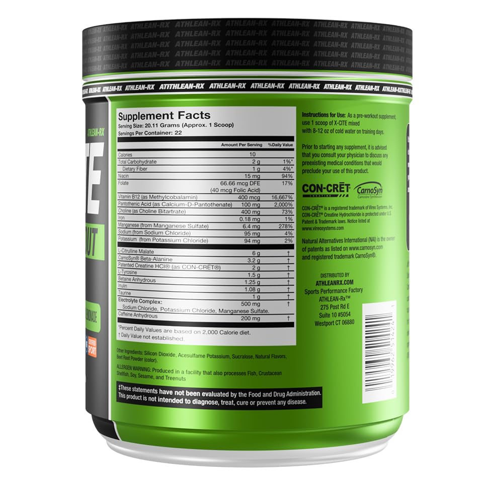 ATHLEAN-RX X-CITE focus-clarity label aids mental sharpness during sessions.