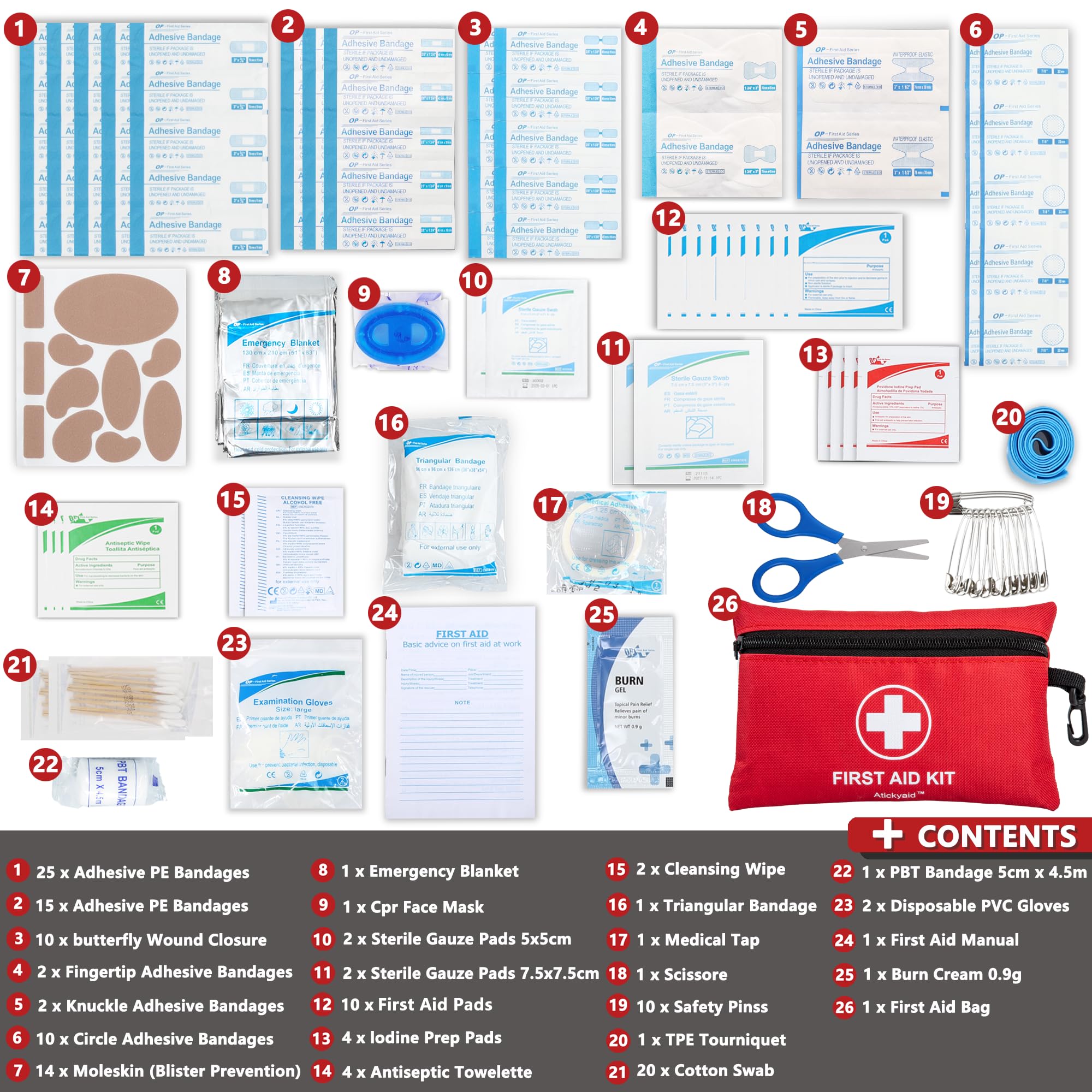 Atickyaid Mini First Aid Kit car-use fits in a glove box.