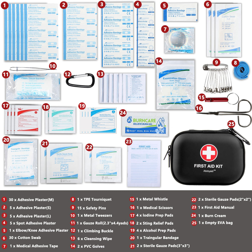 Atickyaid kit dimensions 6.3 by 4.7 by 2.3 inches for car or bag.