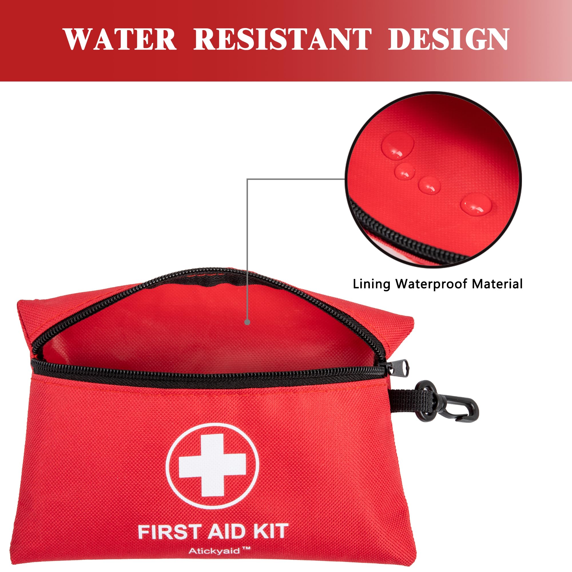 Atickyaid Mini First Aid Kit includes scissors for quick cuts.
