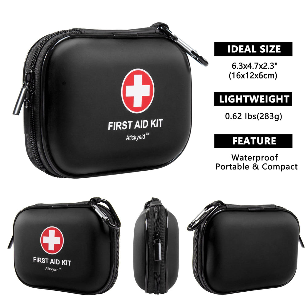 Atickyaid mini first aid kit with organized pockets for quick access.