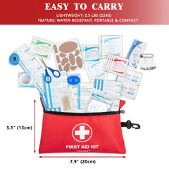 Atickyaid Mini First Aid Kit waterproof-nylon exterior protects supplies in weather.