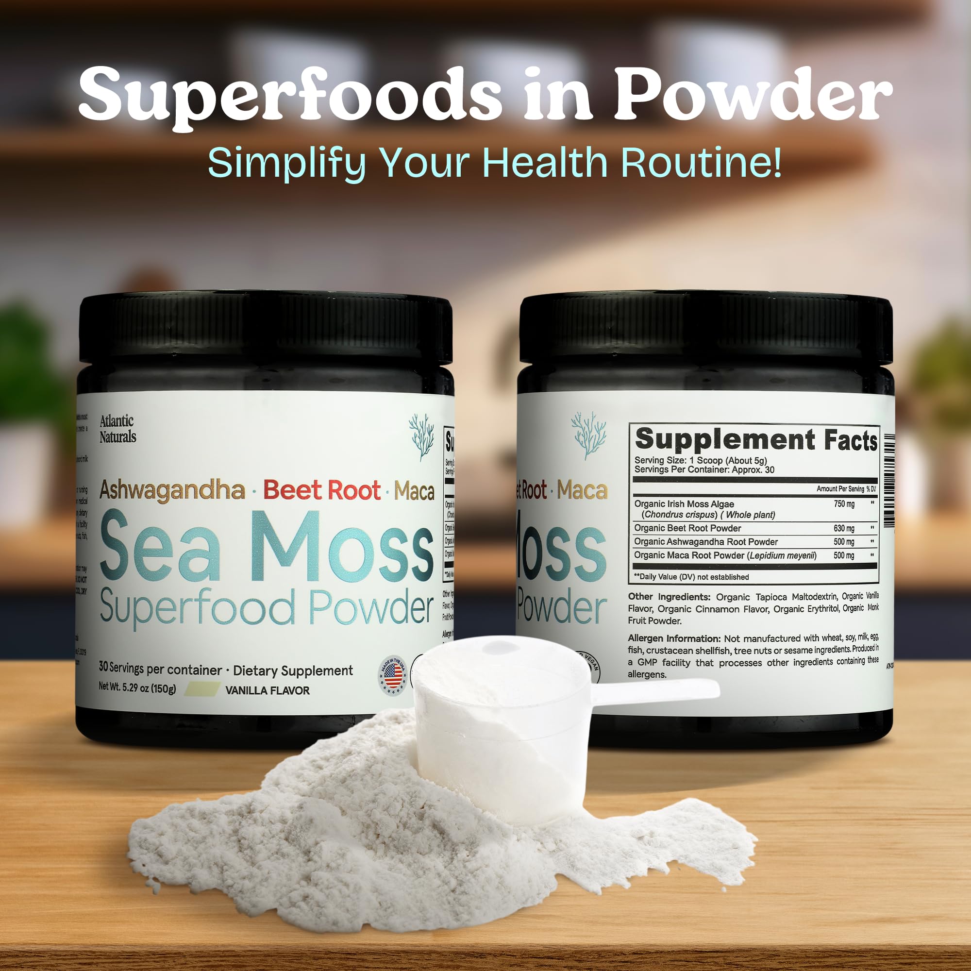 Atlantic Naturals sea moss blend with ashwagandha and beet for energy