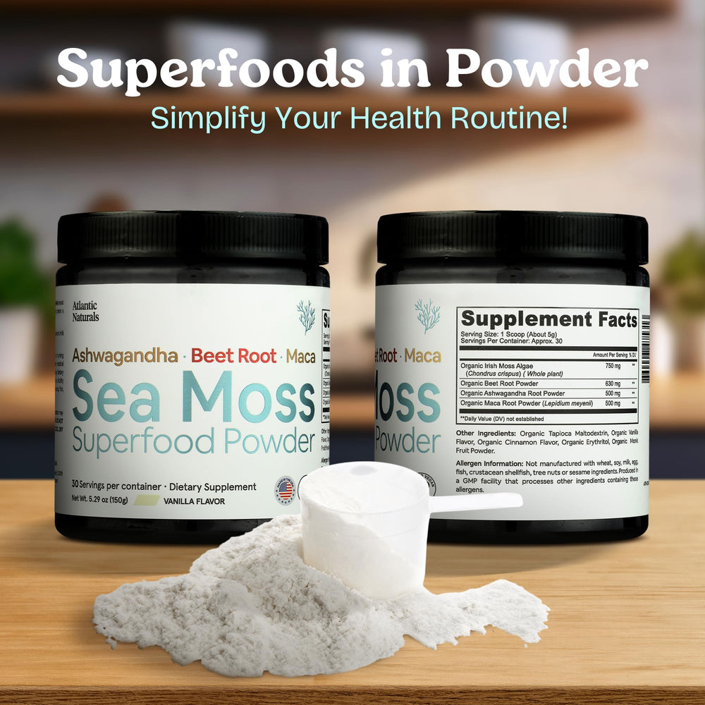 Atlantic Naturals sea moss blend with ashwagandha and beet for energy