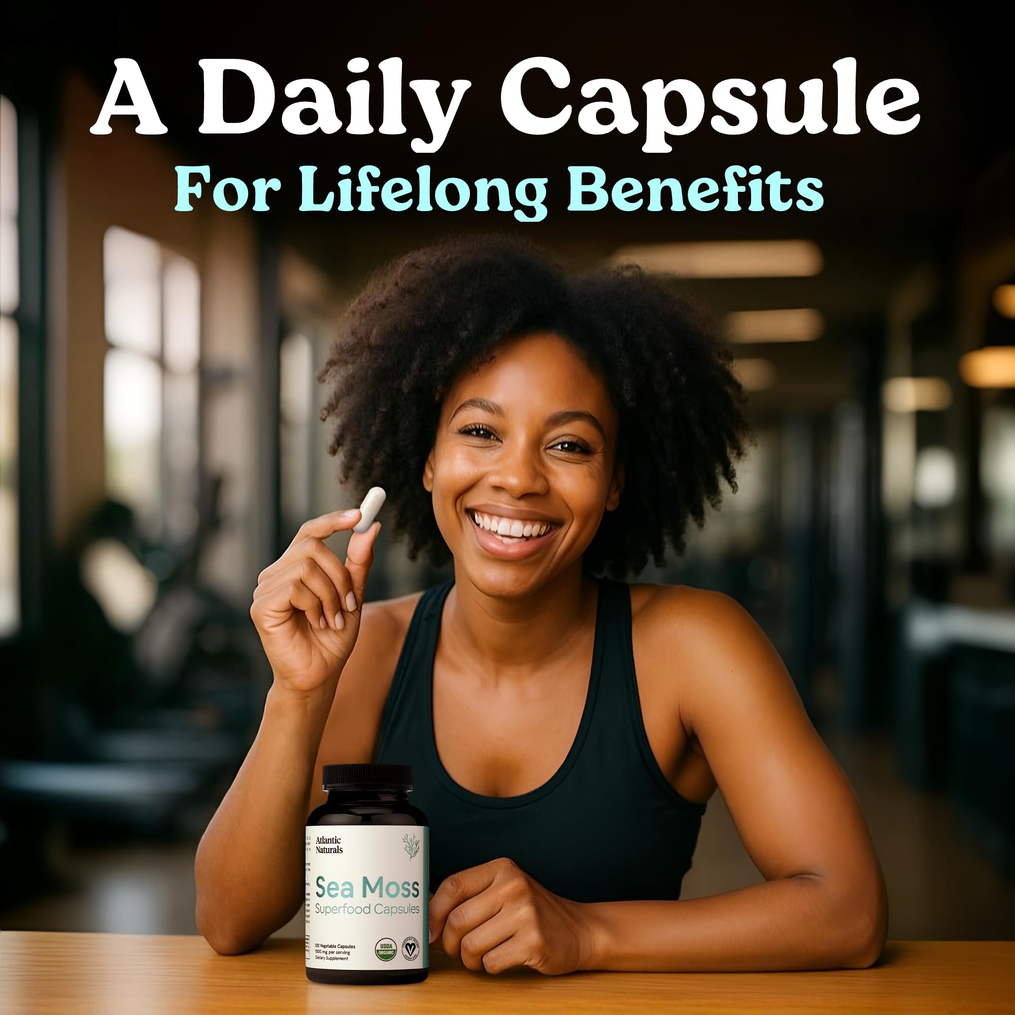 Atlantic Naturals sea moss capsules designed for energy-boosting daily use.