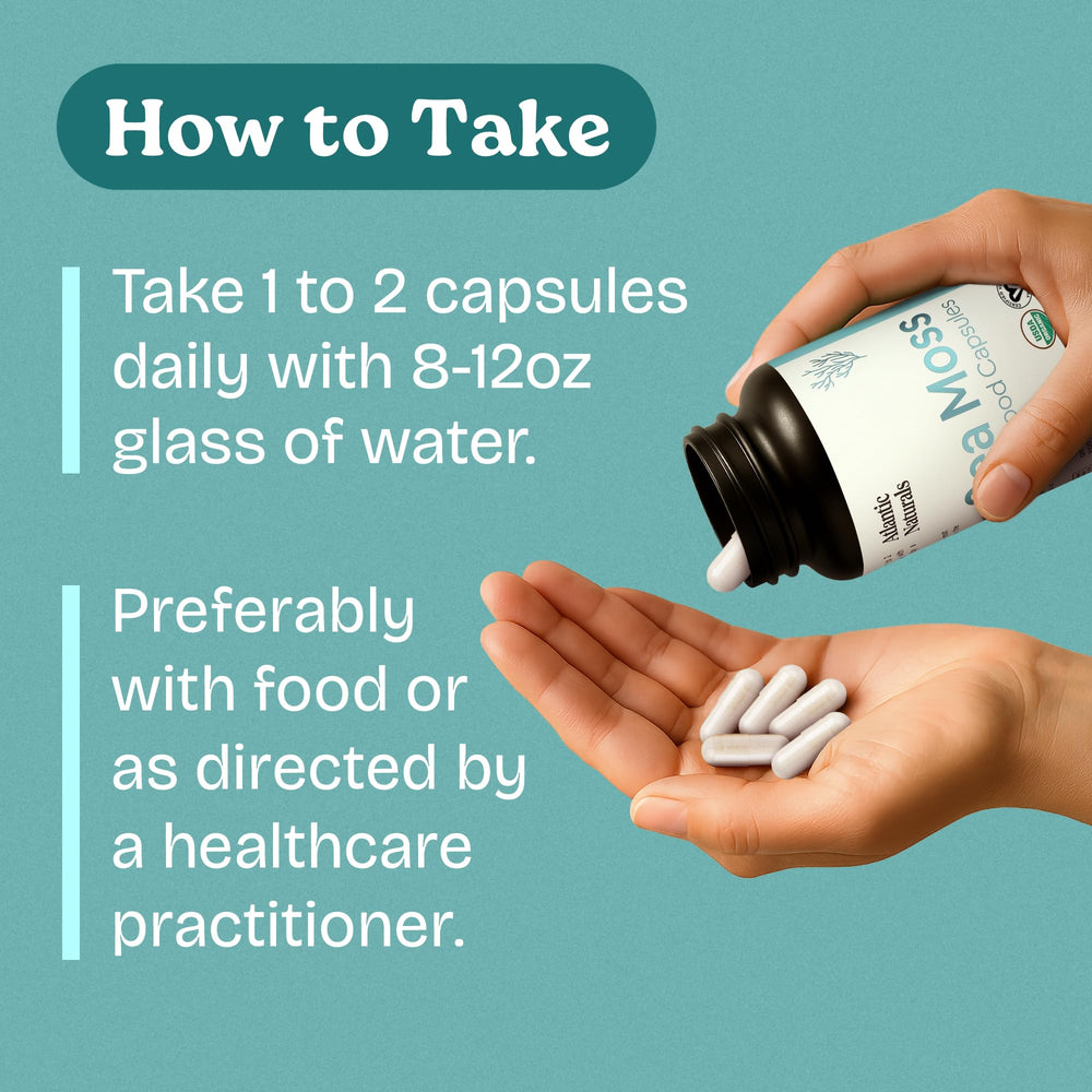 Atlantic Naturals sea moss capsules with ginger for a warm daily ritual.