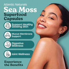 Atlantic Naturals sea moss capsules with moringa for nourishing antioxidant support.