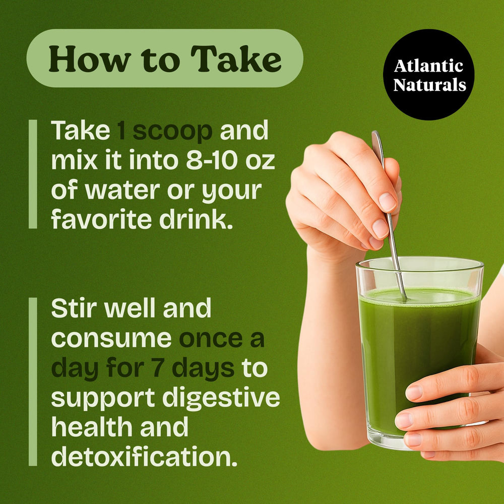 Detox glass ready to mix with water for daily use.