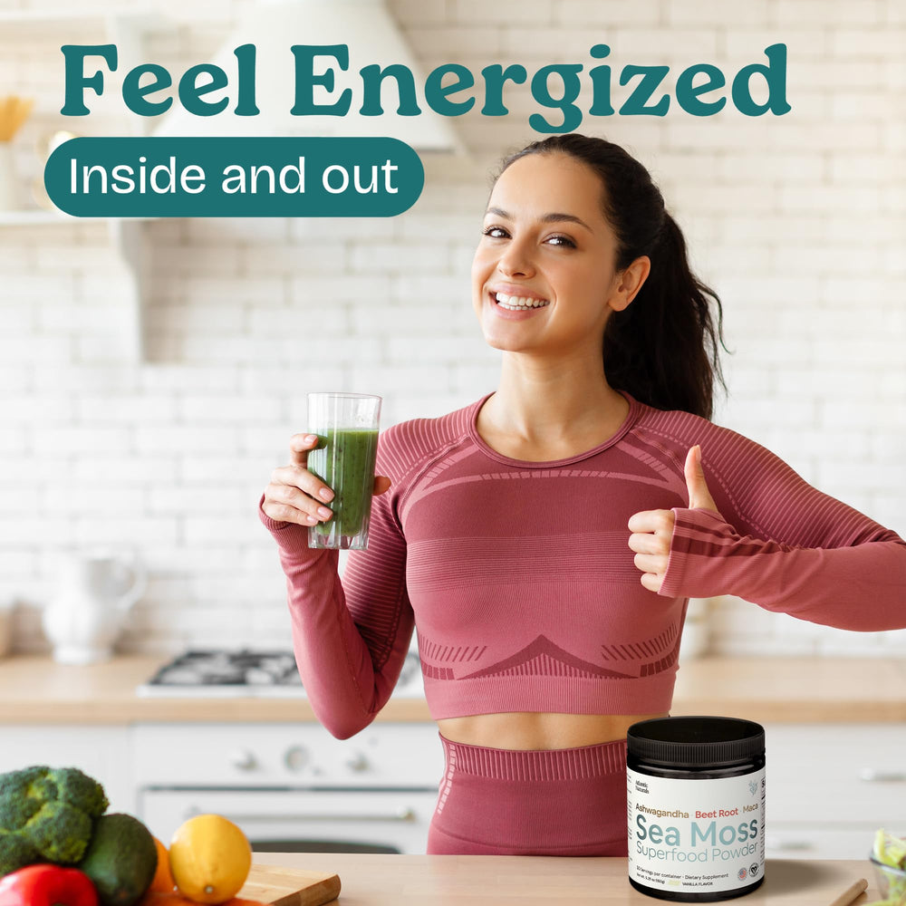 Atlantic Naturals Sea Moss Powder poured into water for hydration