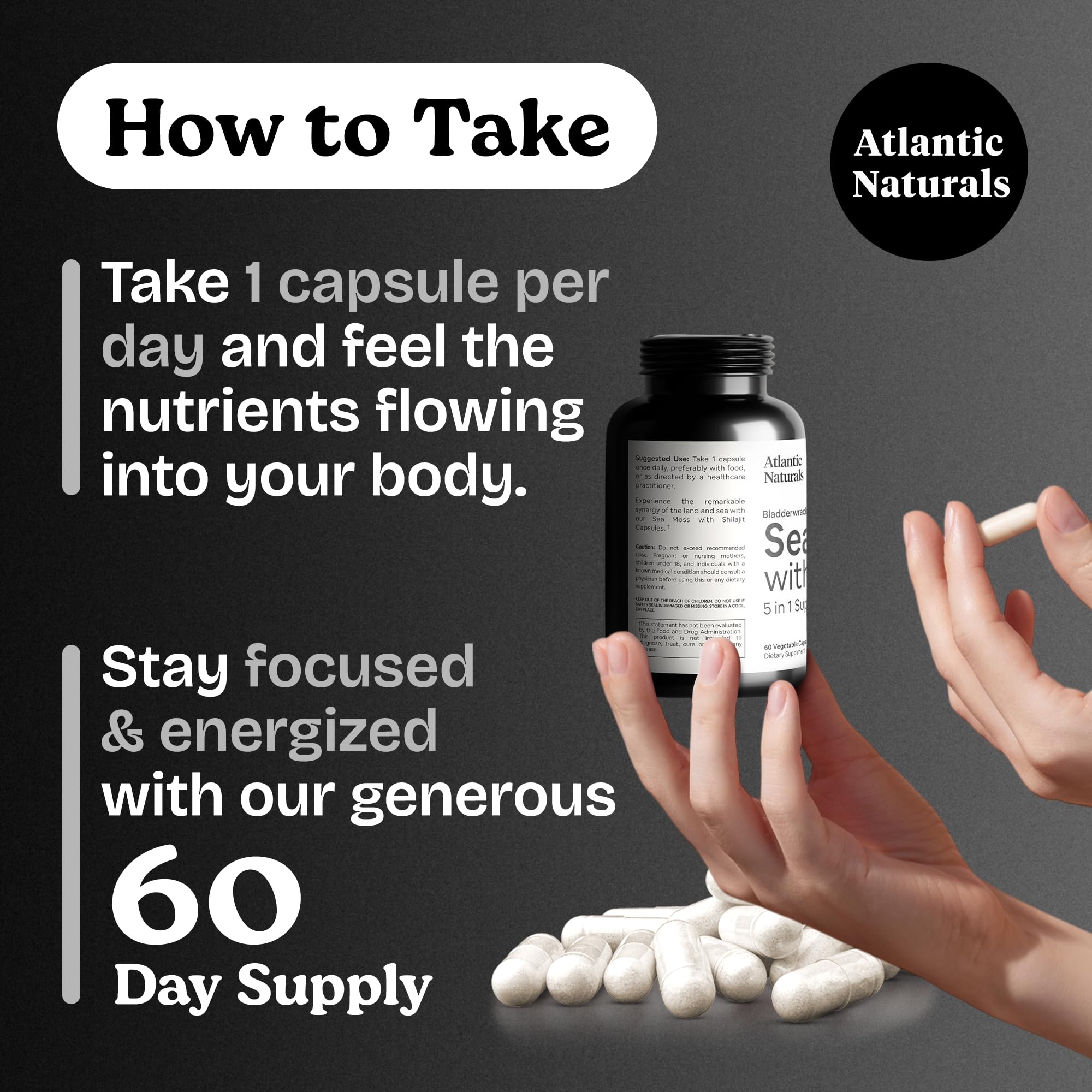 Atlantic Naturals capsules with black pepper designed to boost bioavailability.