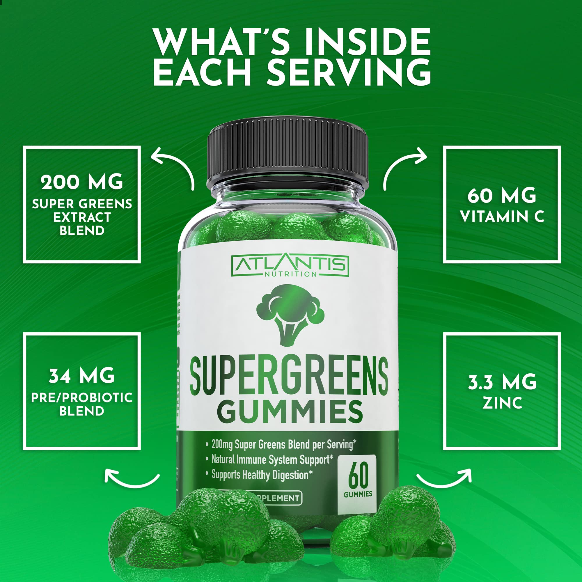 Atlantis Nutrition Supergreens Gummies daily-use ritual shown in morning routine.