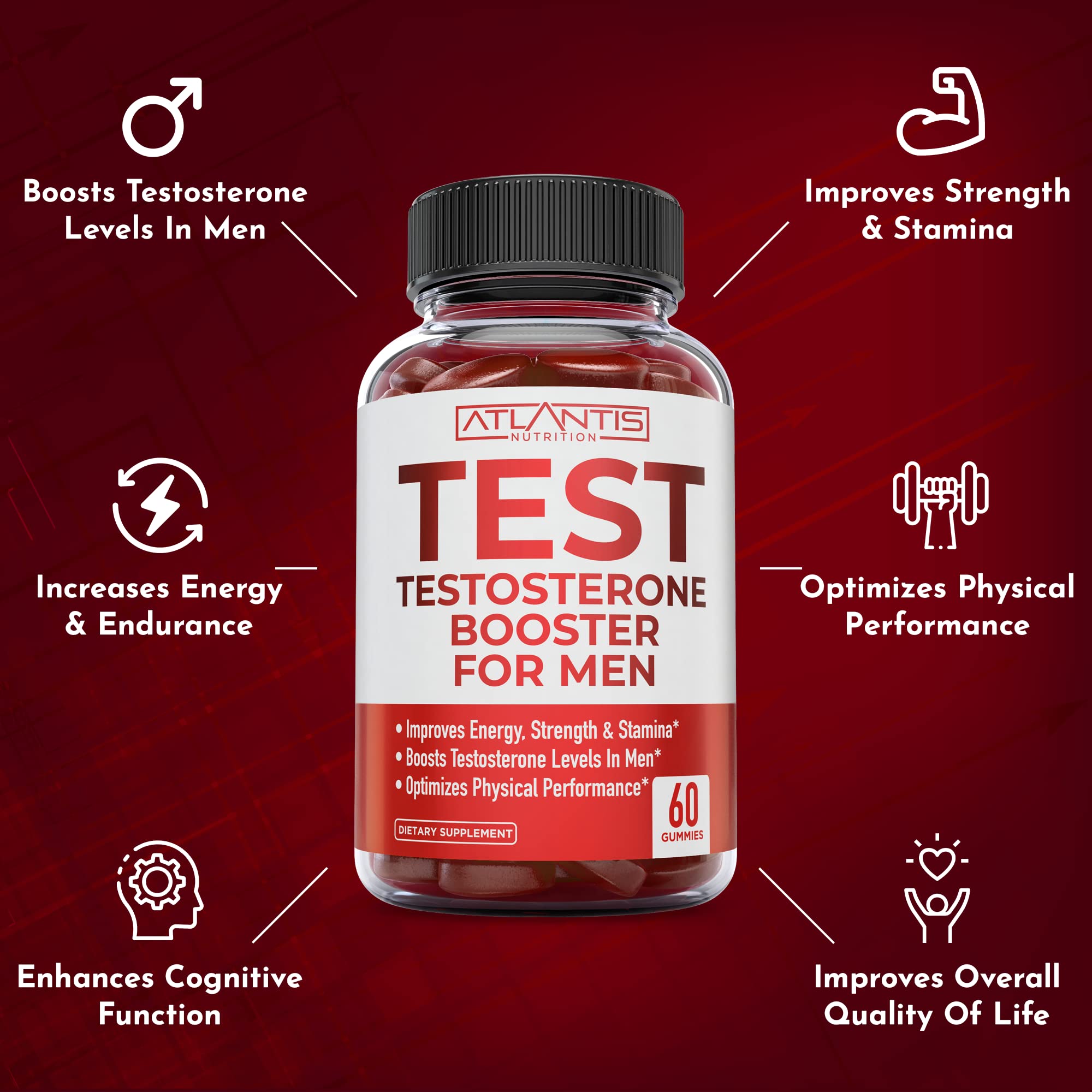 Atlantis Nutrition gummies in hand conveying quick, routine energy and focus