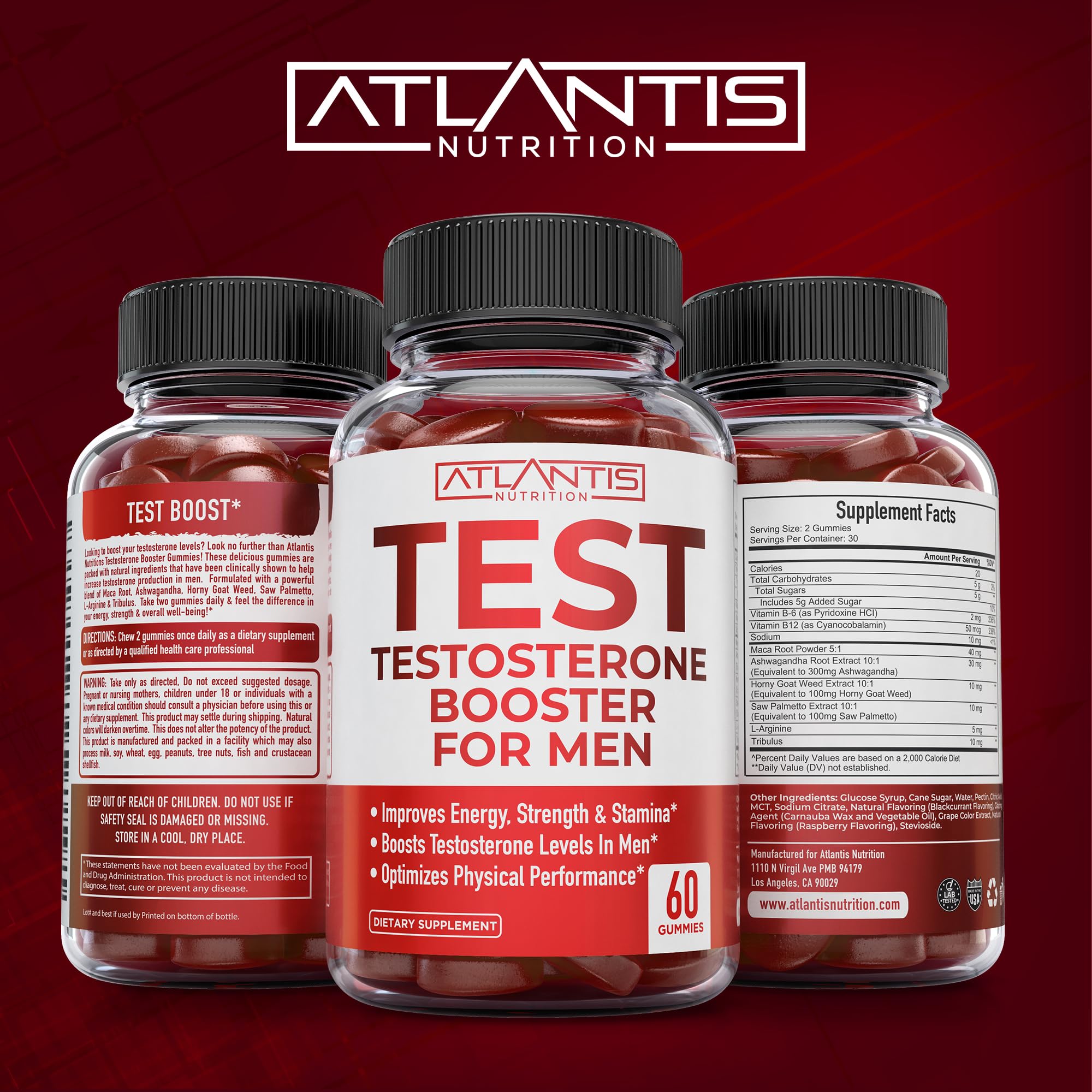 Atlantis Nutrition bottle label close-up highlighting natural ingredients and clean formulation