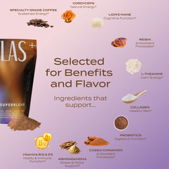 Atlas Coffee Club Latte Superblend bag emphasizes high quality ingredients