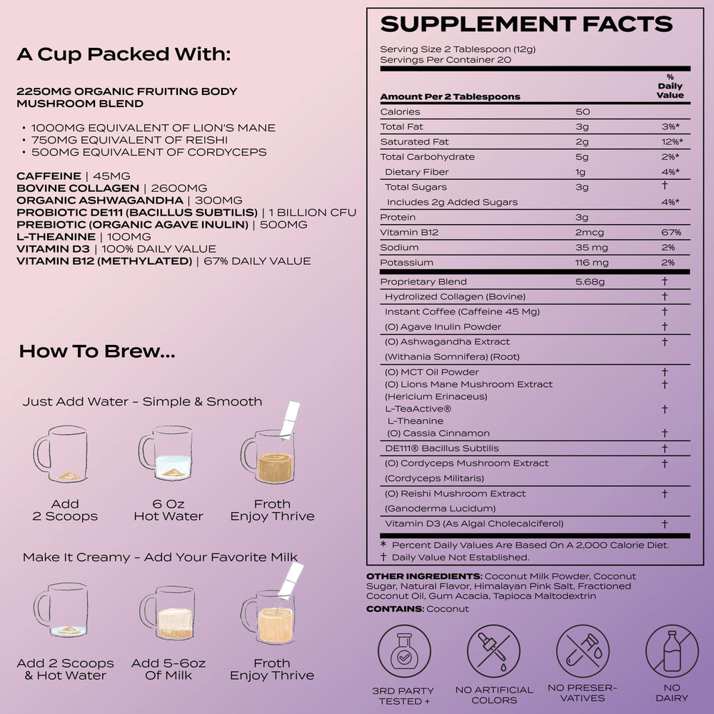 Atlas Coffee Club Latte Superblend vitamin D3 and B12 boosts daytime energy