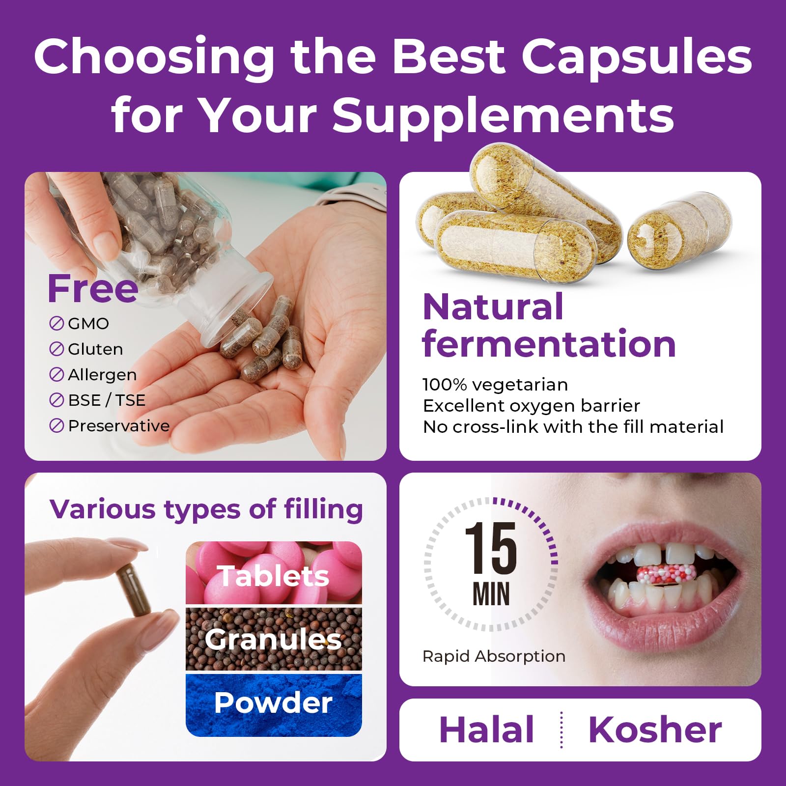 ATLEMISME plant-based capsule material supports vegan options.