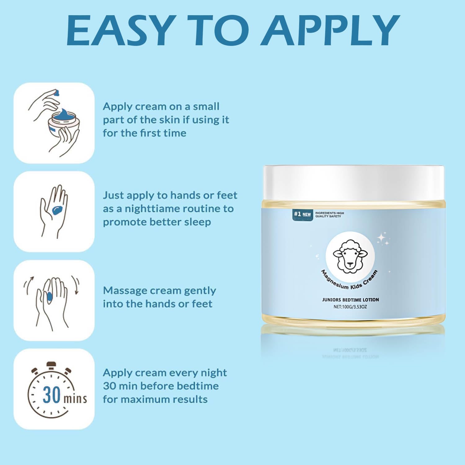 Apply ATORIX Magnesium Lotion for Kids nightly to arms, legs, or back as part of a calming routine.