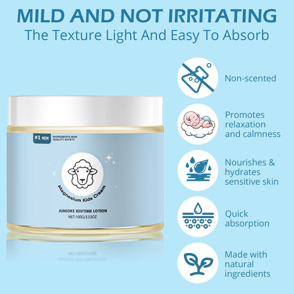 ATORIX Magnesium Lotion for Kids shows quick-absorbing texture after bath time for smooth skin.