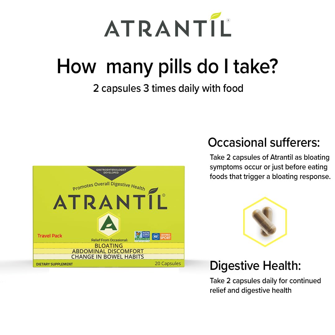 Atrantil Travel Pack label highlights botanical blends for digestive support.