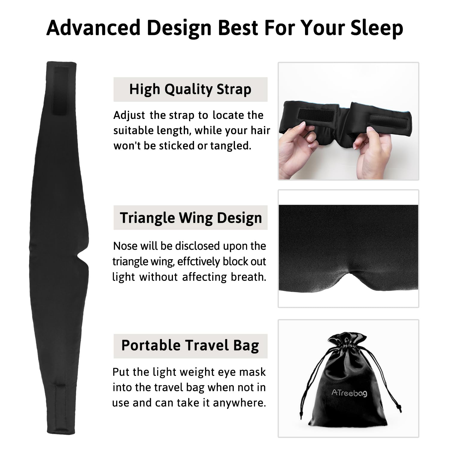 ATreebag Silk Sleep Mask comes with satin pouch for easy travel