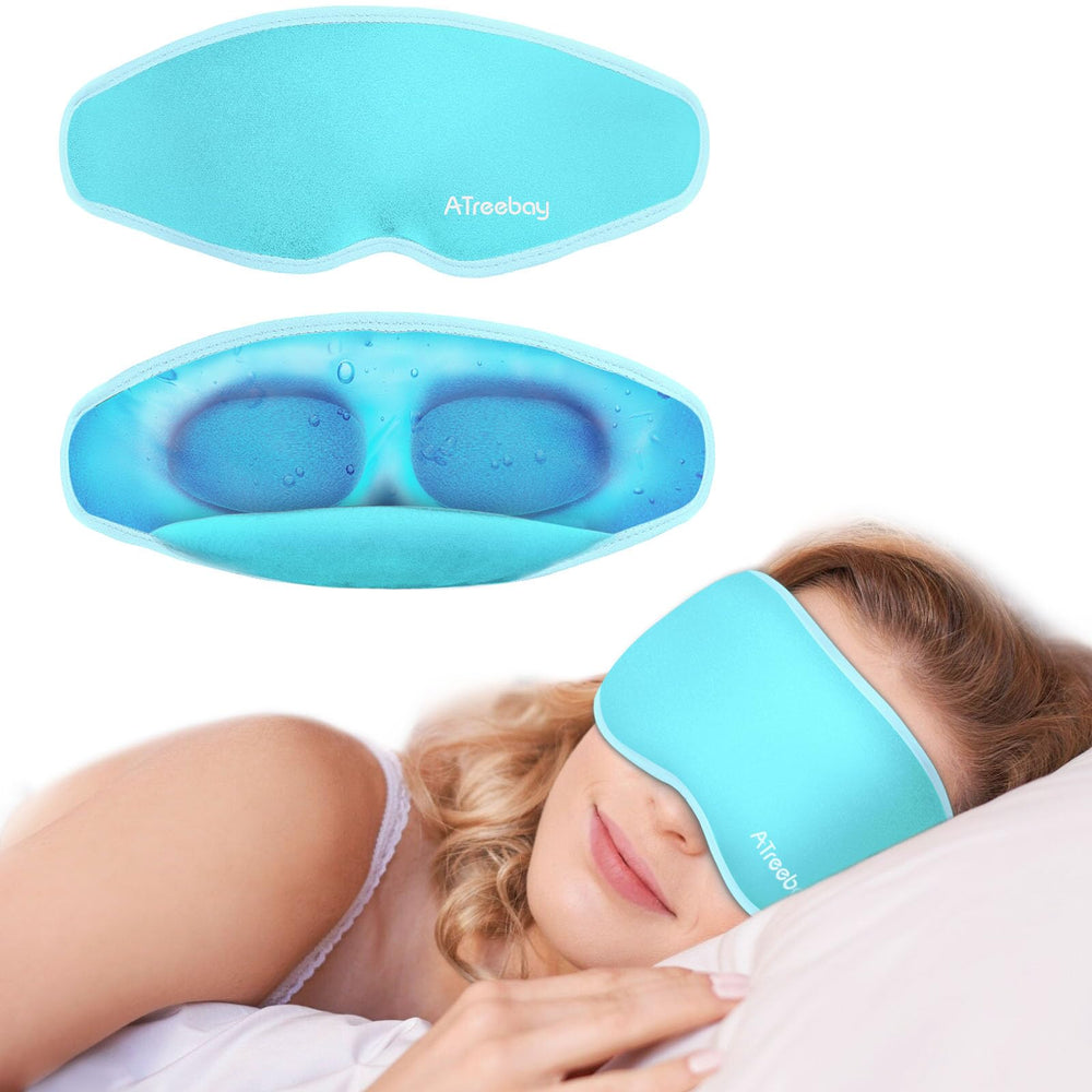 ATreebay 3D gel cooling eye mask front view showing contoured fit for comfortable sleep