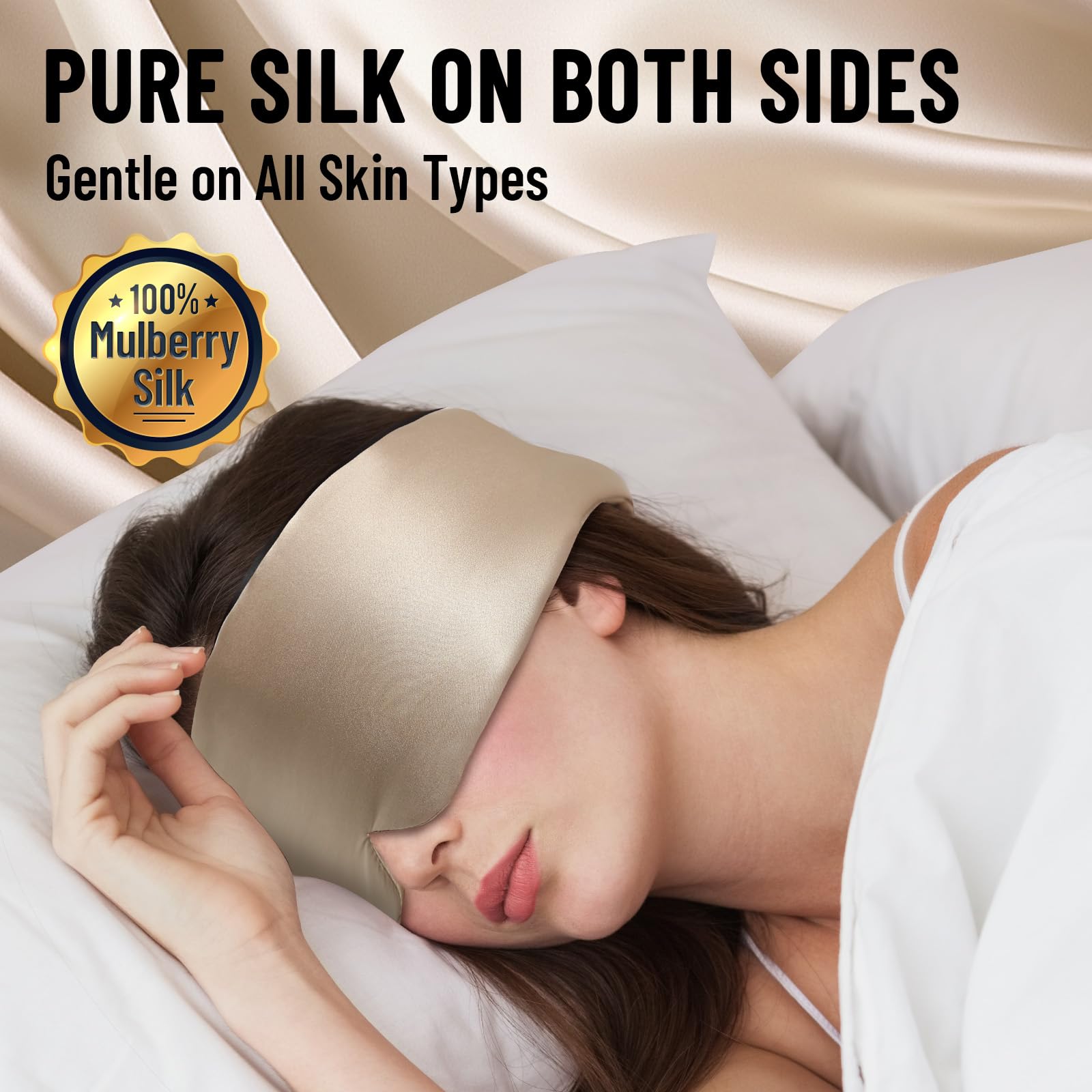 ATreebay mulberry silk sleep mask worn over eyes for deep rest