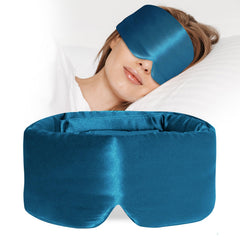 ATreebay silk sleep mask in peacock blue main view for blackout comfort