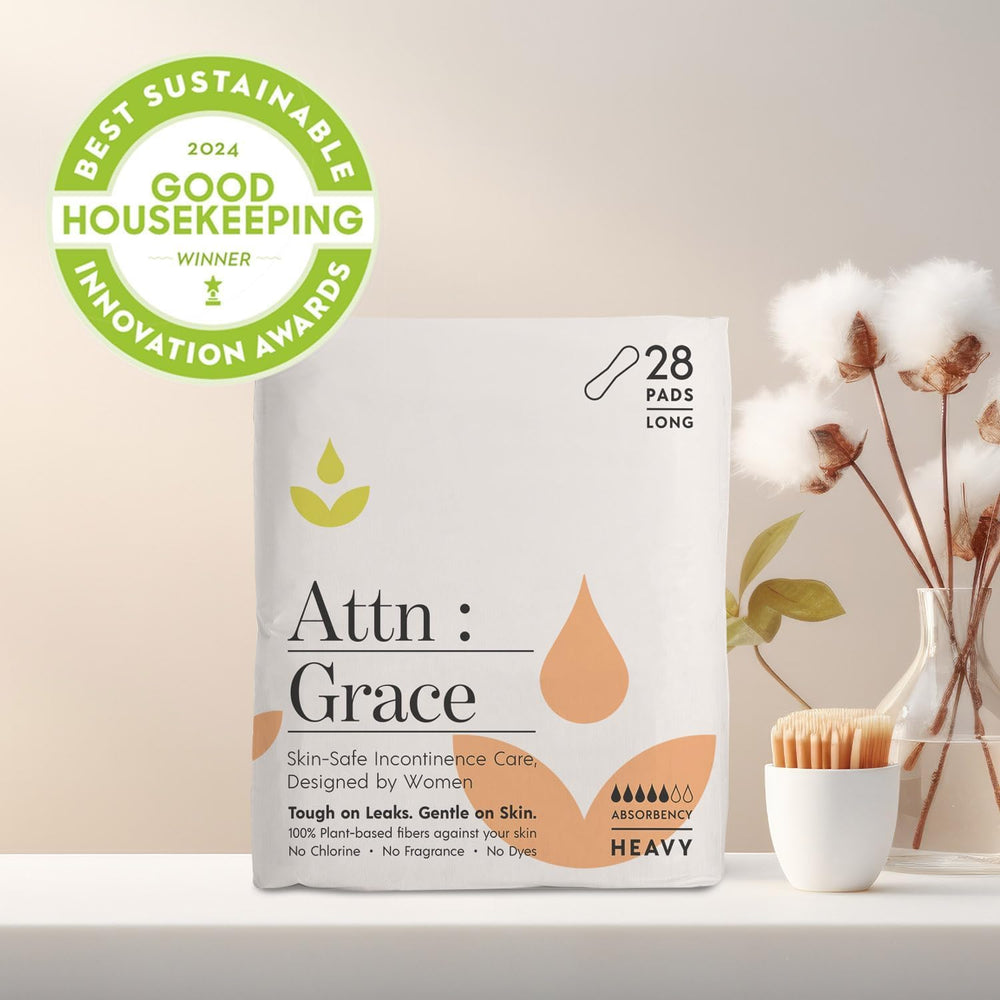Attn Grace heavy pad back view emphasizes slim 5 mm profile for comfort