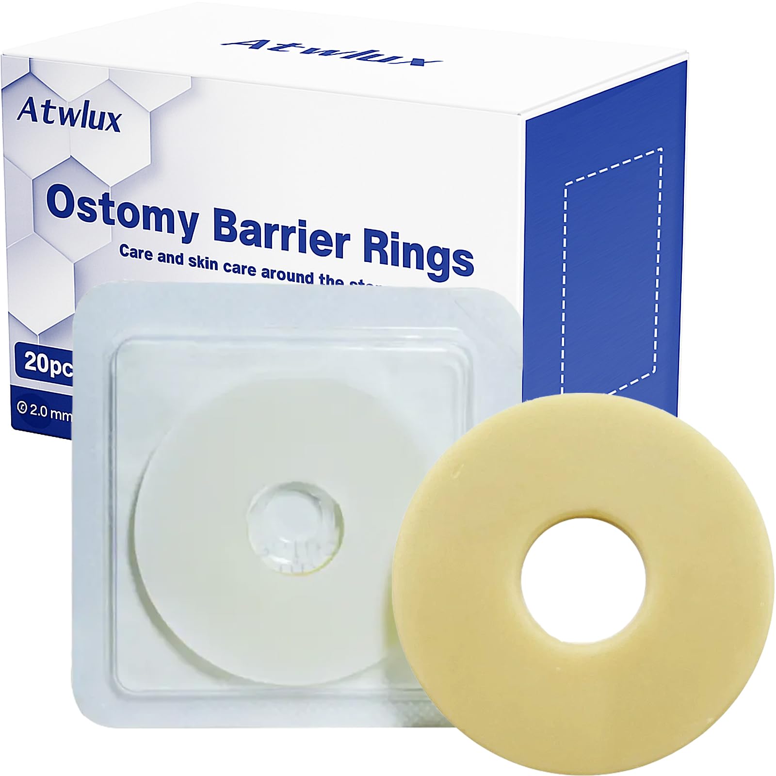 Atwlux ostomy barrier rings packaging for travel use