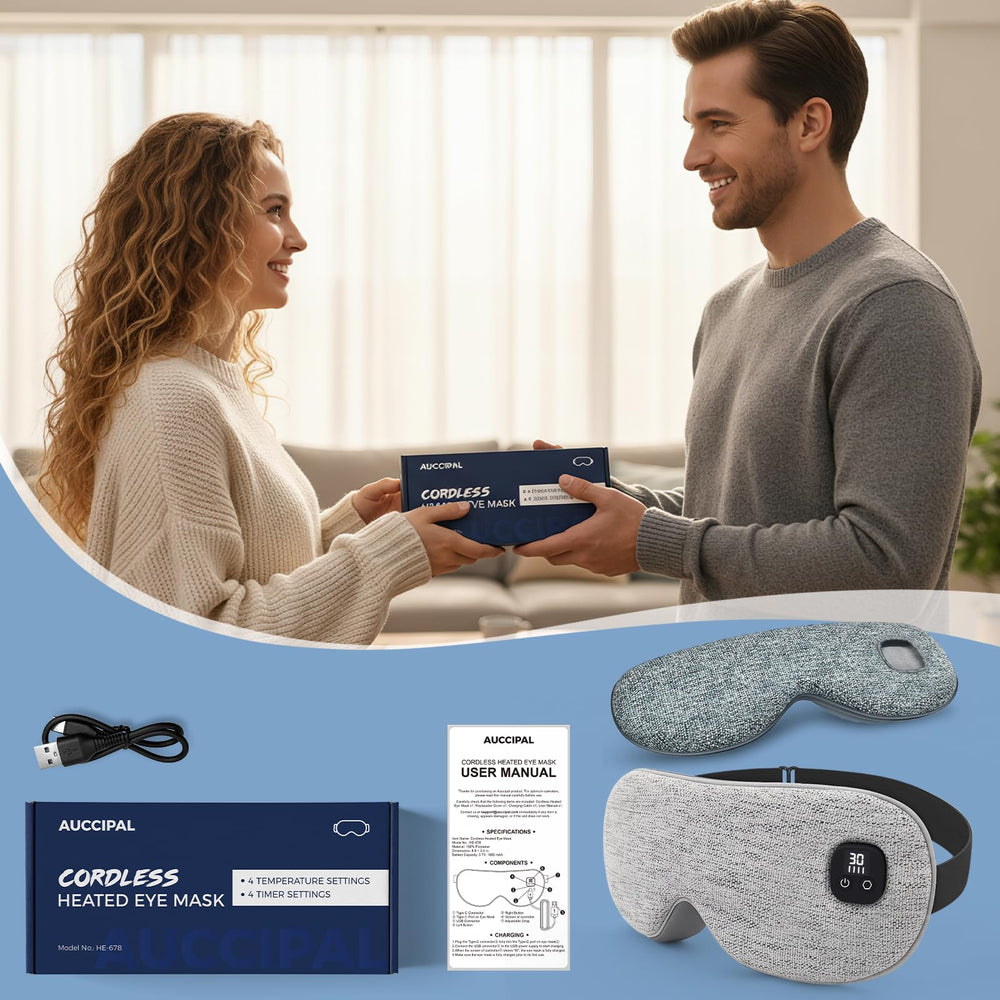 Gift-ready Auccipal heated eye mask for relaxation and self-care