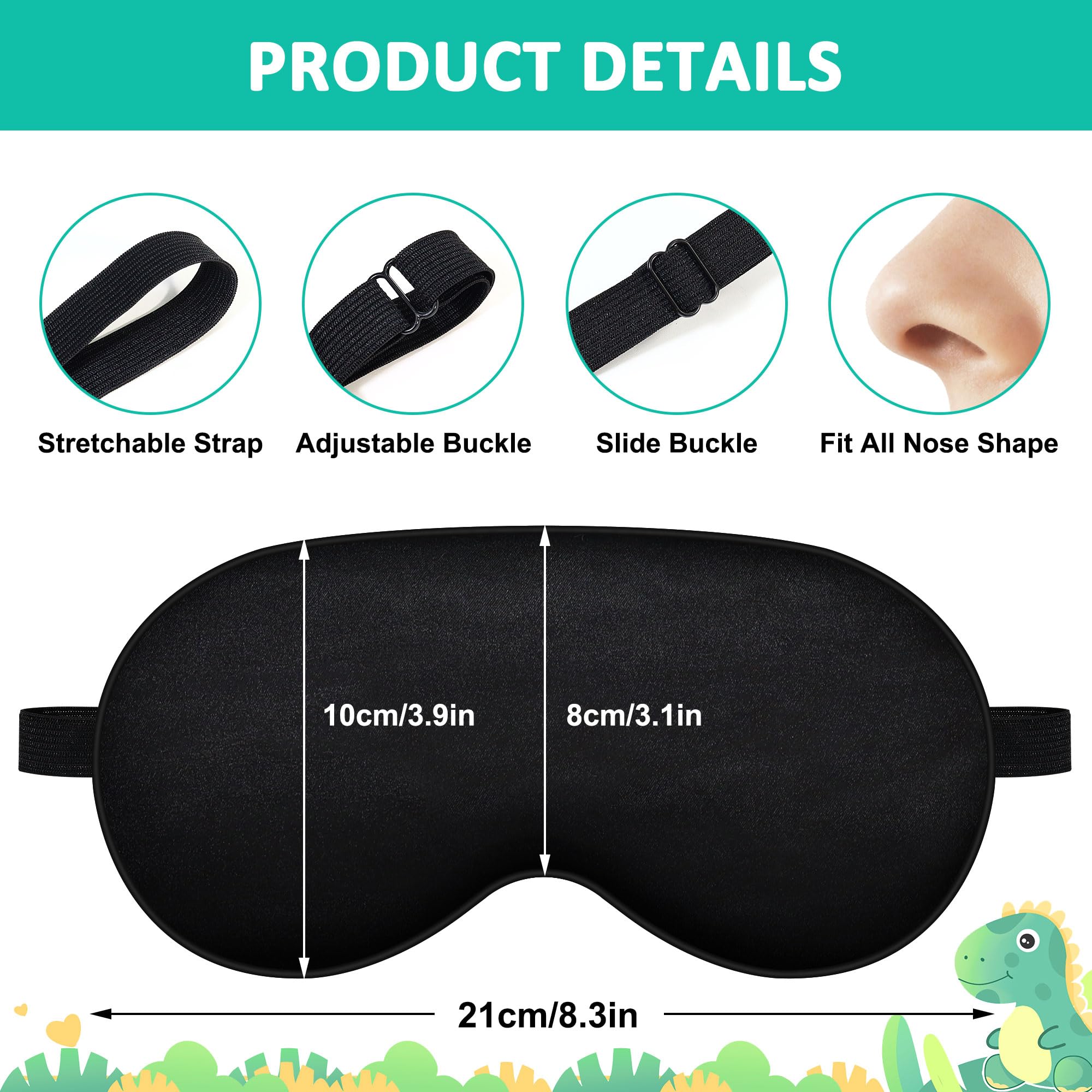 AUDFA mascarilla dormir dinosaurio verde ideal para niños y descanso