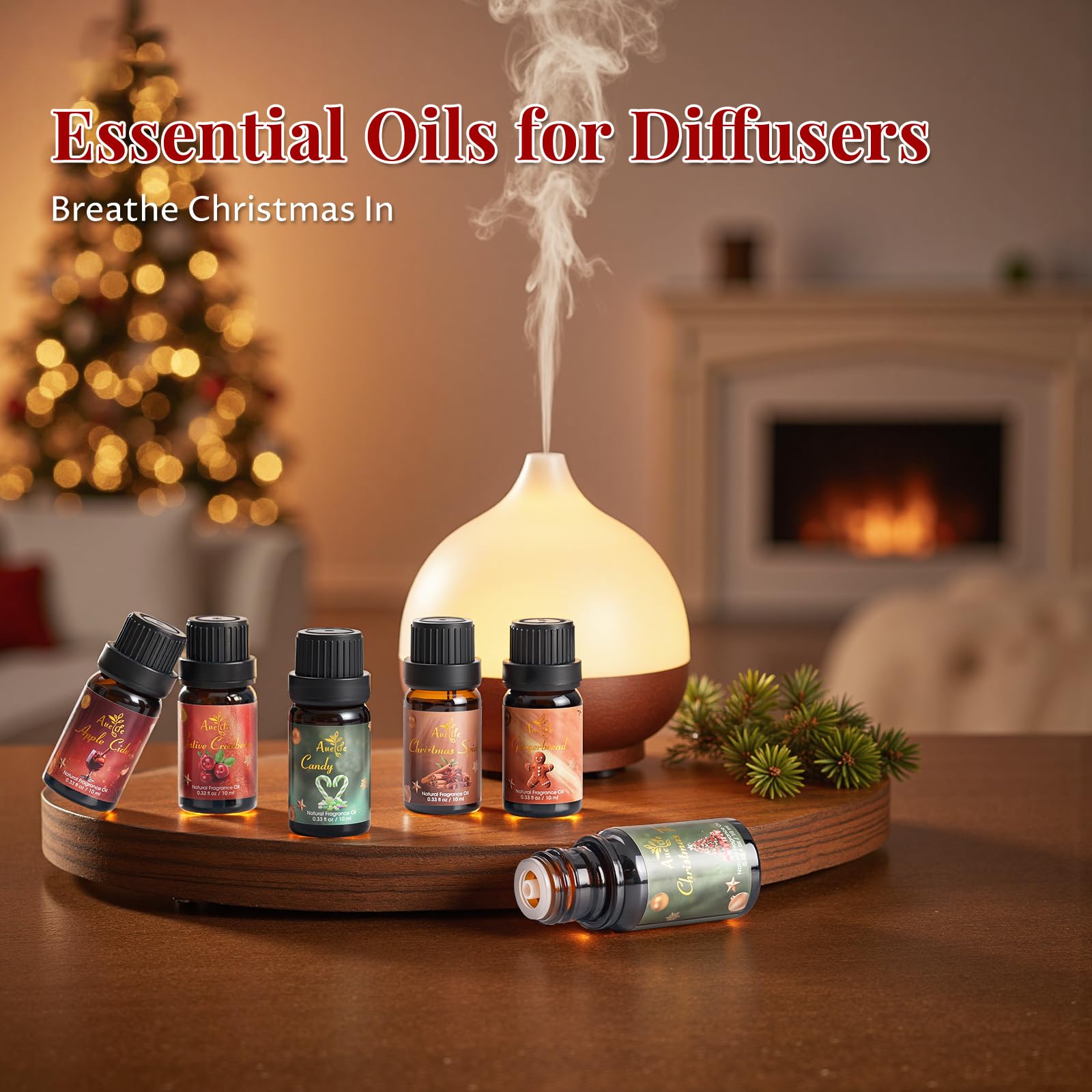 Auelife Candy essential oil bottle delivers cool minty aroma for diffusers and soaps.